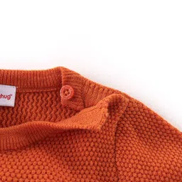 Babyhug 100% Acrylic Knit Full Sleeves Sweater with Text Design - Orange image 5
