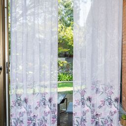 URBAN SPACE Pink & Grey Set of 2 Floral Sheer Window Curtain-picture-14