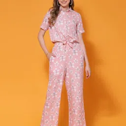 SELVIA Peach Floral Print Shirt With Trousers image 1