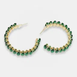 Sohi Gold Plated Party Designer Stone Hoop Earrings image 1