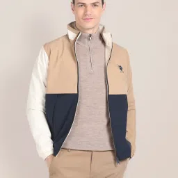 U.S. Polo Assn. Khaki Regular Fit Colour Block Jacket image 1