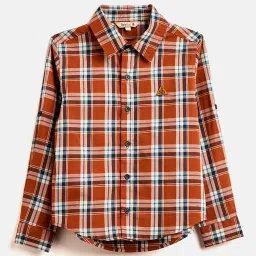 StyloBug Boys Orange Cotton Printed Shirts image 1