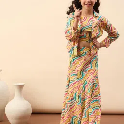 StyloBug Girls Multi Cotton Printed Lahnga Choli image 1