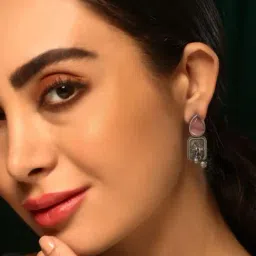 Priyaasi Pink Crystal Stone Studded Drop Earring image 2