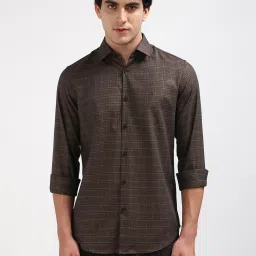 Calvin Klein Maroon Cotton Slim Fit Checks Shirt image 1