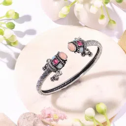 Zaveri Pearls Multi-Color Silver Artificial Stones Embellished Kada Bracelets-ZPFK16889 image 1