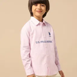 U.S. Polo Assn. Boys Pink Cotton Striped Shirt image 3