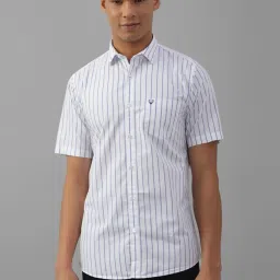 Allen Solly White Cotton Slim Fit Striped Shirt image 1