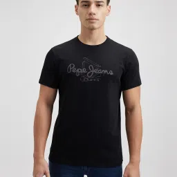 Pepe Jeans Black Cotton Slim Fit Printed T-Shirt image 1
