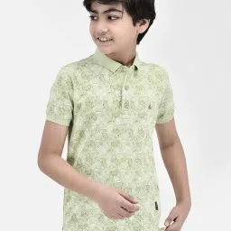 Crimsoune Club Kids Green Printed Polo T-Shirt image 1