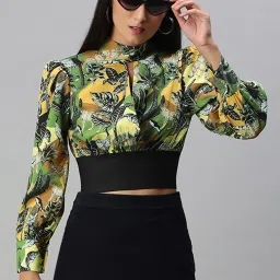 KASSUALLY Multicolor Printed Crop Top image 1