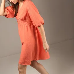 Vero Moda Orange Regular Fit A Line Dress image 1