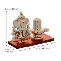 eCraftIndia Orange & Gold Crystal Lord Ganesha with Shivling Statue image 5