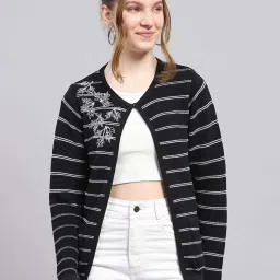 Monte Carlo Black Regular Fit Striped Cardigan image 1