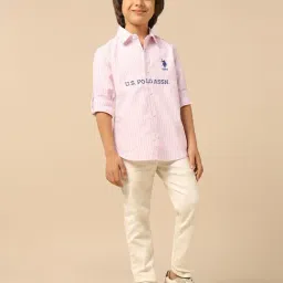 U.S. Polo Assn. Boys Pink Cotton Striped Shirt image 4