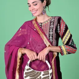 Odette White Fabric Embellished Clutch image 1