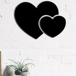 eCraftIndia Black MDF "2 Heart" Wall Art Cutout image 1