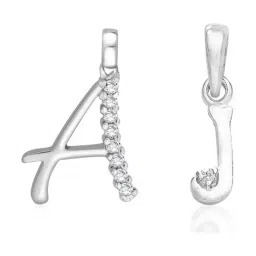 Taraash 92.5 Sterling Silver 'A' & 'J' Initial Letter Couple Pendants-picture-43