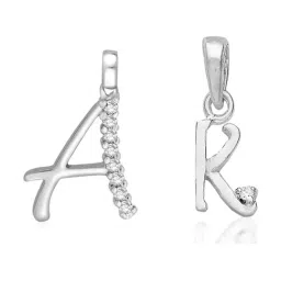 Taraash 92.5 Sterling Silver 'A' & 'K' Initial Letter Couple Pendants-picture-18