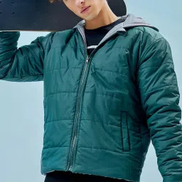 Bewakoof Men Green Nylon Relaxed Fit Casual Jacket image 1