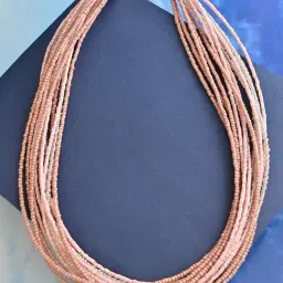 ToniQ Peach Beads Multi Strands Statement Layered Chain Necklacess-picture-11