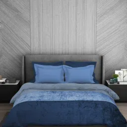 Spaces Stripes Blue 303 GSM Polyester Double Mink Blanket image 1