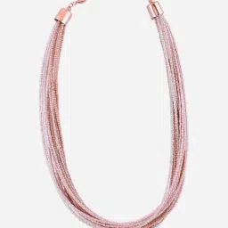 ToniQ Peach Beads Multi Strands Statement Layered Chain Necklacess image 2