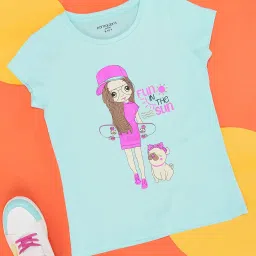 Pantaloons Junior Light Blue Printed T-Shirt image 1