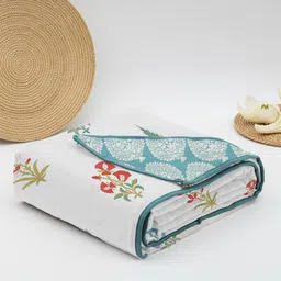 URBAN SPACE White & Red Floral Summer Single Bed Dohar image 4