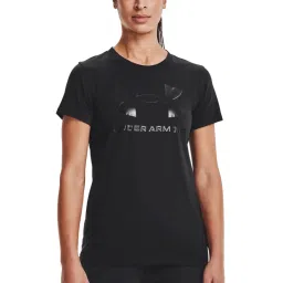 UNDER ARMOUR Black Cotton Printed Sports T-Shirt image 1