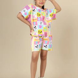 Kidsville Mickey & Friends Printed Boxy Fit Tshirt For Girls-picture-29