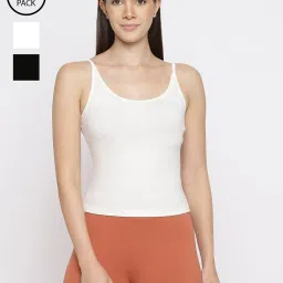 La Intimo Cream, Cream, Black Timeless Style Camisole (Pack of 3) image 1