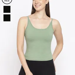 La Intimo Black, Black, Green Timeless Style Camisole (Pack of 3) image 1