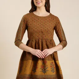 showoffff SHOWOFF Mustard Floral Print Kurti image 1