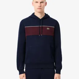 Lacoste Blue Classic Fit Colour Block Hooded Sweatshirt image 1