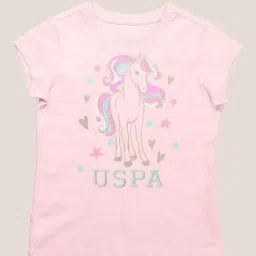 U.S. Polo Assn. Girls Light Pink Graphic Printed Regular Fit T-Shirt image 4