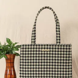 Bagsy Malone Black & Cream Textured Medium Tote Handbag image 1