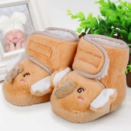 Baby Moo Kids Orange Embroidered Booties image 1