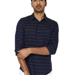 Mufti Navy Slim Fit Check Cotton Shirt image 1