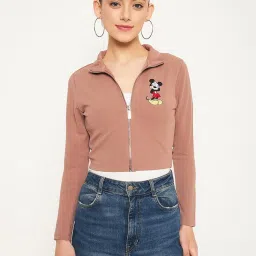 MADAME Peach Printed Cropped T-Shirt image 1