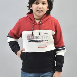 Crimsoune Club Kids Red Color Block Full Sleeves Sweatshirt image 1