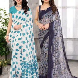 Moda Rapido Pack Of 2 Floral Printed Pure Georgette Saree-picture-32