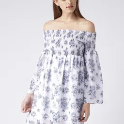 KASSUALLY White & Blue Floral Print A Line Dress image 1