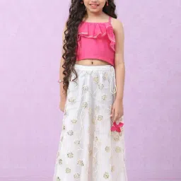 Biba Girls Peach Embellished Lehenga Set-image-78