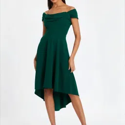 Quiz Green Plain Dress image 1