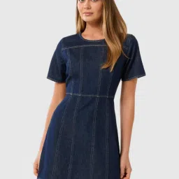 Forever New Dark Rinse Wash Cotton Regular Fit Dress image 1