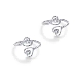 Taraash 92.5 Sterling Silver Crossover Heart Toe Rings for Women image 3