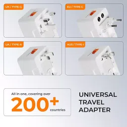 Elleys All in one Worldwide Universal Travel Adapter 6 A/ 13 A Current PC + ABS White (Pack of 6) image 4