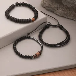 Jazz and Sizzle Men Set of 3 Beaded Elasticated Bracelet-picture-16