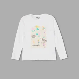 Fame Forever by Lifestyle Kids White Cotton Printed Full Sleeves T-Shirt image 1